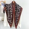 Pañuelo triangular retro geométrico estilo coreano JM, pañuelo decorativo artístico versátil, pañuelo de cintura, pañuelo de seda para mujer, tacto de alta gama