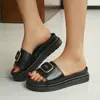Sandalias de playa para mujer con suela gruesa y hebilla metálica, modelo nuevo 2026, comercio exterior europeo y americano, talla grande, de moda, cómodas, sandalias de color liso
