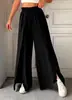 Europeo y Americano 2025 Primavera y Verano Nuevo Elegante Amazon Suelto Cintura Alta Plisado Pantalón de Pierna Ancha Ropa de Mujer