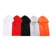 Compra grupal al por mayor impresión impresión 260g algodón CVC moda naranja rojo manga corta bolsillo con capucha suéter pullover