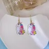 Pendientes Florales de Gama Alta de Verano Europeos y Americanos, Divertidos Pendientes de Animales de Serie de Gato con Goteo de Aceite de Dibujos Animados, Tortuga, Mariposa