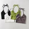 957-21 Novo Estilo de Inverno Europeu e Americano Estilo Sexy Costas com Cadarço Decote Halter Costas Abertas Sem Cintura Colete para Mulheres