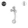 F136 Titanio Zircon Mariposa Tornillo de Bola para Hueso de Oreja Aretes Uña para Ceja Joyería para Perforación de Ceja 1.2mm X10 Barra