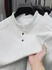 Mercadorias de Hangzhou 270g Moletom com gola Henley masculino gola alta meio botão manga longa top camiseta outono e inverno fonte direta da fábrica