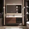 Set de Gabinetes de Baño Gesili Estilo Vintage con Lavabo Integrado de Cerámica y Madera de Nogal para Baño
