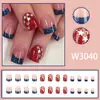 Lujo Ligero Exportación Americana Estrella de Cinco Puntas Cuadradas Uñas Día de la Independencia Francesa Brillo Rojo y Azul Glitter Uñas Portátiles 24 Piezas