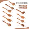 Juego de Cuchara y Espátula de Cocina de Madera de Acacia Multitamaño Espátula Doméstica de Mango Largo para Ollas Antiadherentes Cucharón Grande para Sopa Utensilios de Cocina de Teca