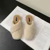 Medias Zapatillas de Casa con Puntera Cubierta de Felpa para Mujer Calientes para Exteriores de Algodón 2026 Otoño/Invierno Nuevas Zapatillas Perezosas de Tacón Grueso Zapatos Peludos de Mula