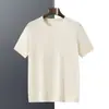 Camiseta de punto de manga corta para hombre con cuello redondo, imitación fina de cachemir 100% cachemir, color liso básico casual para negocios