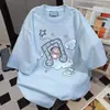Camiseta de Manga Corta con Diseño Dulce de Nicho para Mujer Verano 2026, Versátil, Sencilla, Fresca, Casual, Holgada, Estilo Preppy