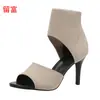 LiuFu En Stock Nuevas Sandalias de Tacón de Aguja de Moda Europea y Americana Tallas Grandes para Mujer, Sandalias de Tacón Alto sin Cierre de Comercio Exterior para Mujer