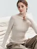 Kangsai Ni Otoño/Invierno 100% Cachemira Tejido sin Costuras Integrado Suéter de Capa Base para Mujer Otoño/Invierno Cuello Medio Alto Canalé