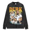 Camiseta de manga corta lavada con estampado de Lil Durk, estilo americano transfronterizo, cuello redondo y manga larga con capucha para hombre