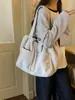 Bolsa tote casual simples de ombro único estilo coreano para o inverno, nova bolsa de veludo cotelê fashion versátil de grande capacidade com cordão para o dia a dia