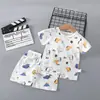 Ropa con aire acondicionado para niños, Trajes de manga corta de verano, Pijamas finos de algodón puro, Pantalones cortos para niñas y niños, Ropa de verano para bebé, Bebé