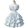 Vestido Corto Rosa de Hombros Descubiertos para Mujer, Adecuado para Banquetes, Fiestas de Estudiantes, Ceremonias de Mayoría de Edad, Fiestas de la Alta Sociedad, Vestidos de Princesa, Reuniones Anuales y Eventos de Anfitrión