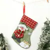 Calcetines Navideños de Lino de Nuevo Medio Transfronterizos Cartel de Madera Calcetines Navideños de Dibujos Animados Bolsa de Dulces Bolsa de Regalo Colgante para Árbol de Navidad
