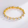 Pulseira de Alta Qualidade Pulseira de Cristal Azul Pulseira Europeia e Americana Acessível Luxo Elegante Estilo Frio Pulseira de Liga Leve Feminina Fábrica Atacado