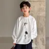 Camiseta Branca de Manga Longa para Meninos Primavera e Outono 2026 Nova Roupa de Primavera Camisa Base Atacado