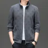 Ropa de Otoño e Invierno Terciopelo Olímpico Cremallera Jacquard Cárdigan Chaqueta Suéter Chaqueta Superior Elegante para Hombres Jóvenes y de Mediana Edad
