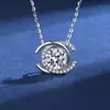 Colar de moissanita de imitação de 2 quilates feminino banhado a platina pt950 corrente clavicular oito corações oito flechas pingente de zircônia joia