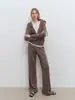 Conjunto de Suéter de Punto Casual con Cremallera y Capucha de Lana Pesada Elegante y Moderno / Pantalones de Pierna Ancha Otoño/Invierno 2026