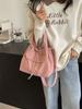 Bolso de Cubo de Lona Casual Artístico de Nicho Estilo Coreano, Bolso de Hombro con Cordón Ajustable a la Moda para Mujer, Celebridad de Internet, Bolso Bandolera de Nailon Plisado