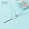 Collar de doble capa de plata S925 para mujer, estilo coreano, con palabras dulces, con diamantes, cadena corta para clavícula, Tanabata, venta al por mayor, D1156