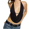 Novedades de Moda de Primavera Europeas y Americanas. Camisola de Color Sólido con Cuello de Corbata Estilo Europeo y Americano Top sin Mangas Sexy