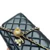 Bolsa de la fortuna pequeña en forma de cuadrado con bola dorada, bolso versátil de hombro y cruzado, bolso de cadena con patrón de rombos estilo Chanel, bolso cuadrado pequeño con cuentas doradas