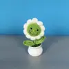 Plantas en maceta tejidas a mano, girasoles sonrientes, girasoles de conejo, plantas pequeñas en maceta, decoraciones para coche, venta al por mayor y en puesto