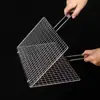 Pinça de Aço Inoxidável para Grelhar Peixe, Espátula Espessada para Churrasco, Ferramenta Retangular Doméstica e Comercial, Arame Grande de Aço Inoxidável