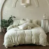 Juego de Sábanas Jacquard Cepillado de Tres Capas 100% Algodón, Engrosado y Cálido, Juego de Ropa de Cama de Sábana Plana y Sábana Ajustable de Algodón Puro