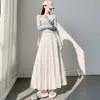 Saia bolo suave e elegante para mulheres, saia longa versátil de guarda-chuva com cintura alta para emagrecer, outono