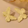 Es0005 Pendientes Clásicos Europeos y Americanos de Lujo Ligero con Diseño de Rosca Redonda de Acero Inoxidable Joyería de Oreja Versátil y de Moda para Mujeres