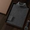 Suéter de Caxemira com Gola Alta 2025 Outono e Inverno Novo Masculino Cor Lisa Simples Camisa Básica Casual de Negócios para Meia-Idade Suéter Quente