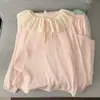 Directo de Fábrica Otoño Nueva Llegada Celebridad de Internet Transmisión en Vivo Más Vendido Doble Borde Largo de Encaje Pijama Algodón Nube Dulce Ropa para el Hogar