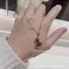 Collar de Calabaza de Ágata Roja Chapado en Oro Rosa de 18 Quilates para Mujer, Colgante de Nácar Blanco de Alta Gama, Cadena de Clavícula de Lujo Ligero Regalo