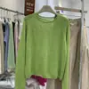 Suéter Tejido de Hilo de Papel Japonés de Alta Gama Sin Costuras para Mujer Hong Kong y American Apparel Modelo Nuevo 2026 Color Sólido Transpirable Top de Manga Raglán