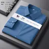 Lã+Modal Outono Camisa de Manga Longa de Lã de Alta Qualidade para Homens, Casual de Negócios, Antirrugas, Camisa que Não Precisa Passar