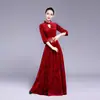 Vestido de coro 2019 nuevo disfraz de terciopelo para coro de adultos canción roja manga media música folclórica actuación de erhu disfraz femenino