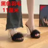 Pantuflas Peludas Estilo Hada para Mujer, Uso Exterior de Verano, Nuevo Modelo 2026, Sandalias de Tacón Alto de Cristal con Tacón Grueso de Celebridad de Internet
