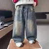 Jeans para Niños Estilo Primavera y Otoño 2026 Nuevo Ropa de Otoño para Niños Medianos y Grandes Jeans de Trabajo Pantalones Largos para Niños Moda de Otoño