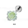 Brincos de Tarraxa Zircônia Trevo de Quatro Folhas com Fundo Redondo em Liga de Titânio F136 para Mulheres, Joias de Piercing Trevo de Quatro Folhas Studs para Cartilagem da Orelha
