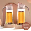 Botella de Aceite a Prueba de Fugas, Olla de Aceite de Vidrio Antiderrames, Apertura y Cierre Automáticos, Juego de Botellas de Condimentos para Salsa de Soja y Vinagre de Gran Capacidad para el Hogar