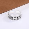 Anillo Vintage con Patrón Auspicioso Ins Celebridad de Internet Distintivo Plata Vieja Chapada Apertura Anillo Joyería de Mano Suministro de Comercio Electrónico