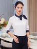 Camisa Profissional de Manga Comprida Feminina Primavera e Outono Uniforme de Comissária de Bordo Vestido Recepção de Hotel Atendente de Catering Roupas de Trabalho