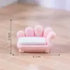 Conjunto criativo de móveis de sofá rosa e cama pequena, acessórios de decoração DIY para casa de bonecas, ornamentos em miniatura de resina