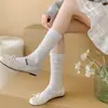 Calcetines de pantorrilla estilo ballet para mujer, verano, malla fina, ligeros, transpirables, estilo japonés, calcetines de felpa Lolita grises para mujer