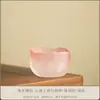 Taza de té de vidrio iridiscente hecha a mano, taza de té de vidrio rosa engrosado para uso en el hogar y la oficina, taza de té kung fu